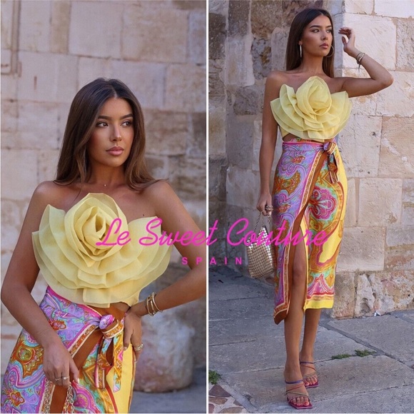 Zara satin printed sarong wrap midi skirt - paisley floral print - Picture 6 of 9